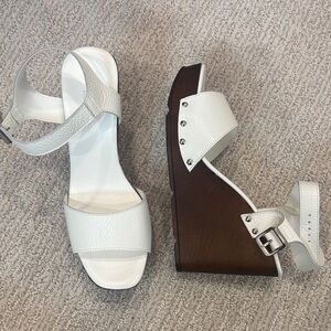 Elegant White Wedge Sandals